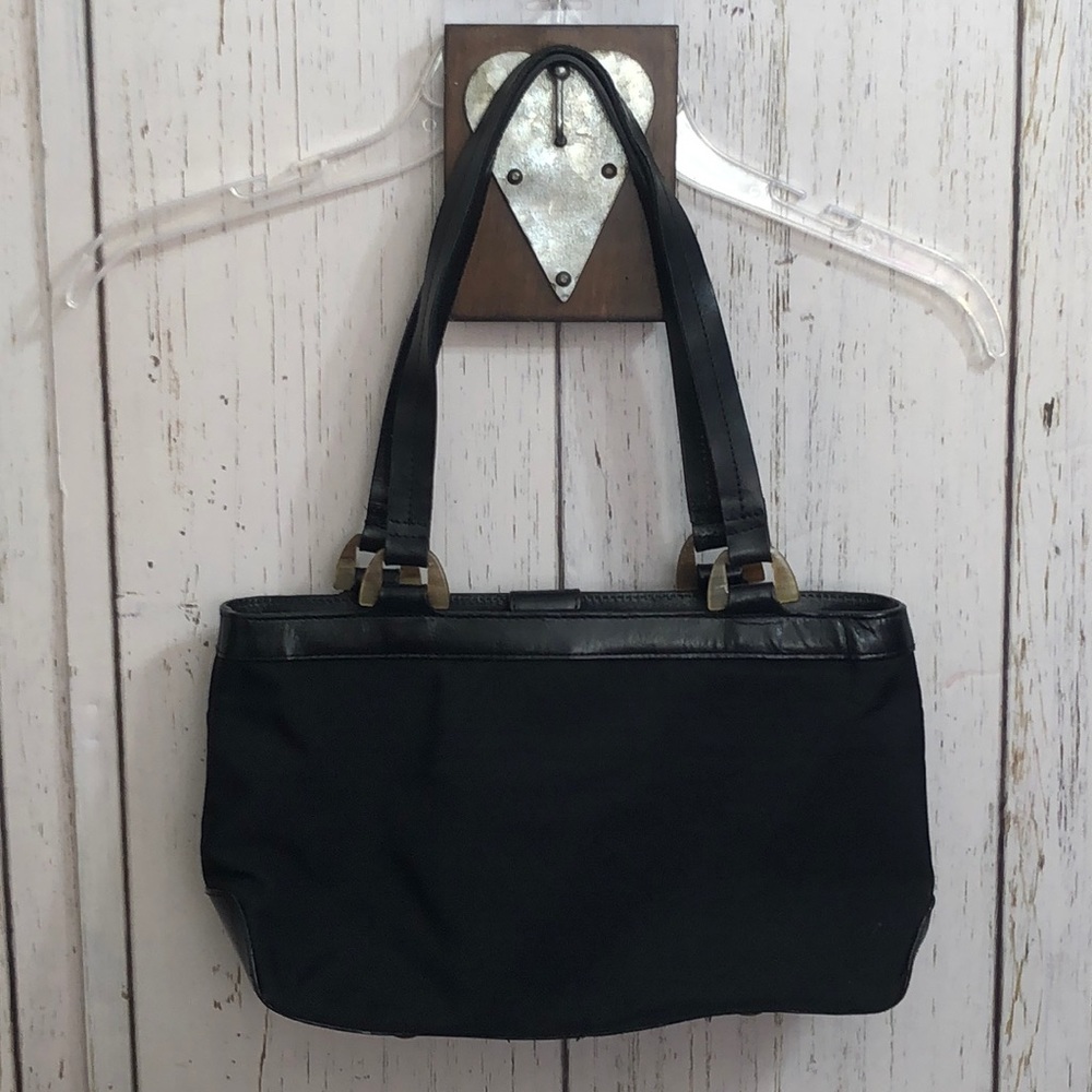 🌻 Tommy Bahama Black Canvas & Vegan Handbag
